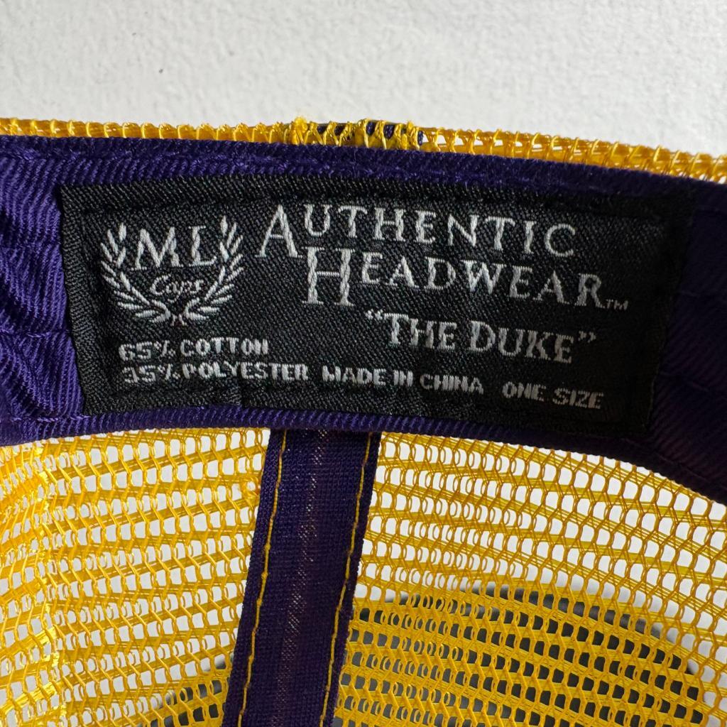 ML Caps The Duke Purple Yellow Mesh Trucker Hat Blank Adjustable Snapback