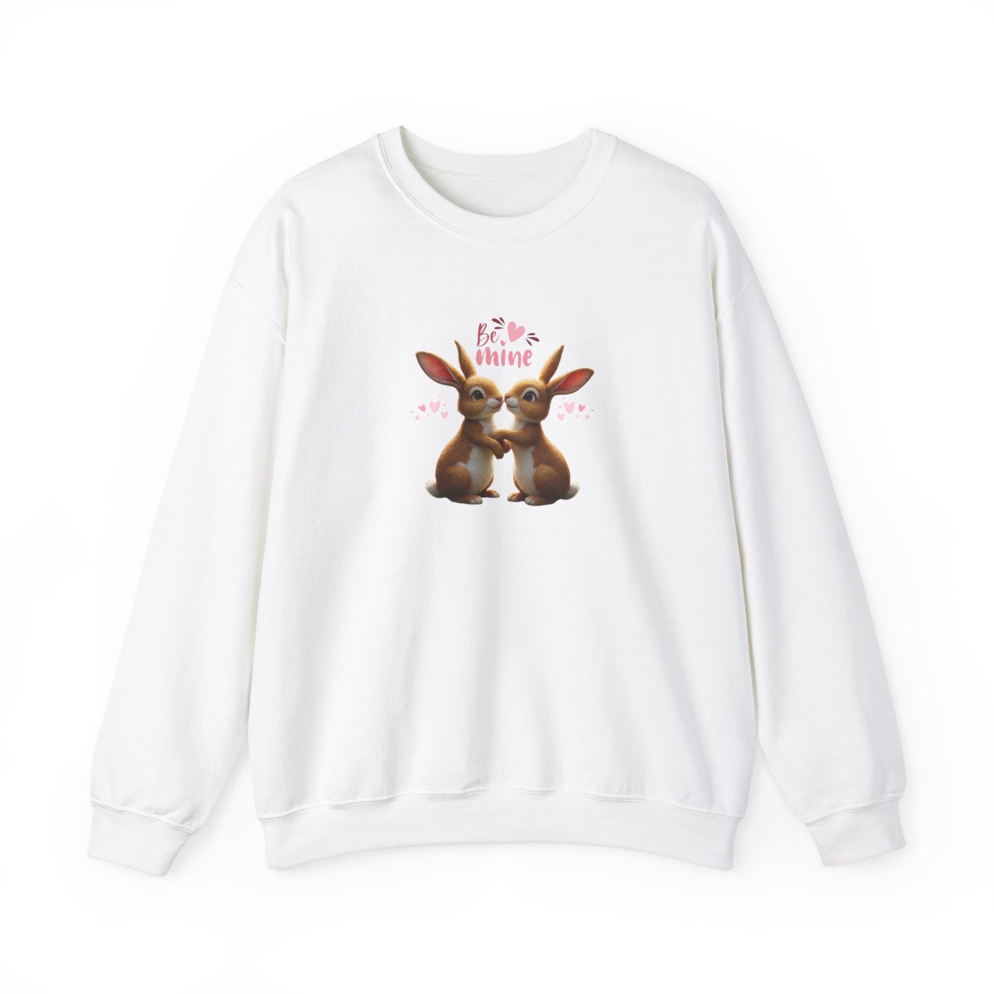 Valentines Day Sweatshirt Be Mine Two Rabbits In Love Cotton Sweatshirt