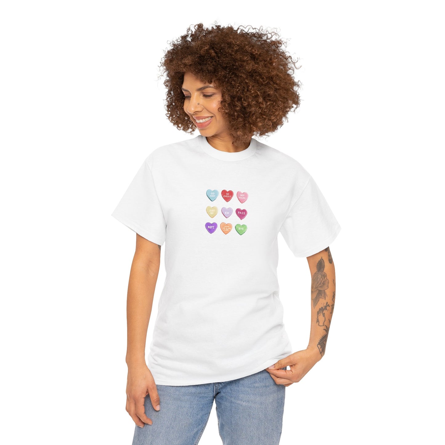 Candy Hearts Valentine Day Cotton T-Shirt Teet