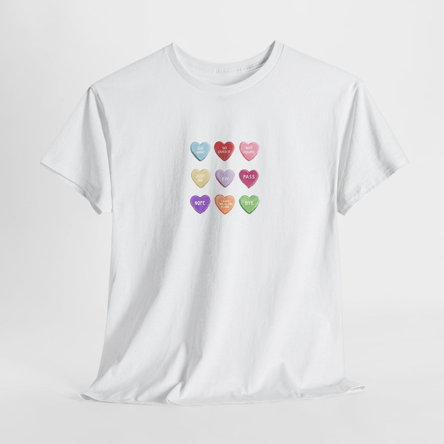Candy Hearts Valentine Day Cotton T-Shirt Teet