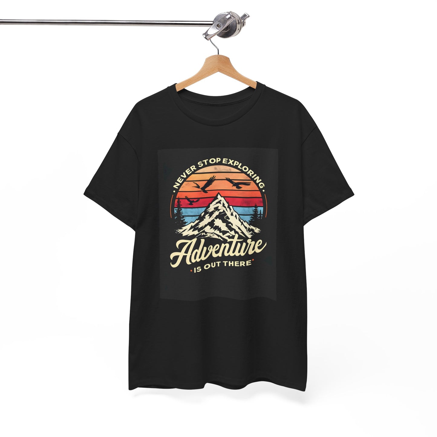 Unisex Heavy Cotton Tee Adventure Is Out There Black Different Sizes Printify