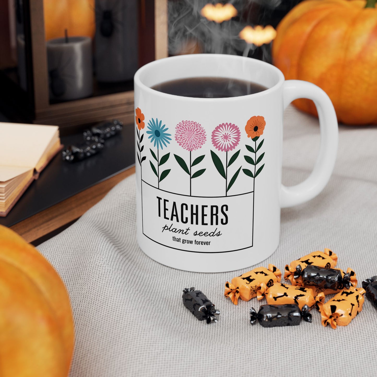 Floral Teacher Ceramic Mug - Perfect Coffee Gift for Educators - 11oz & 15oz