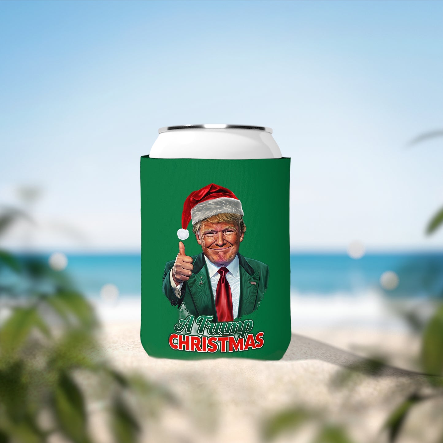 Trump Christmas Can Cooler Sleeve Printify