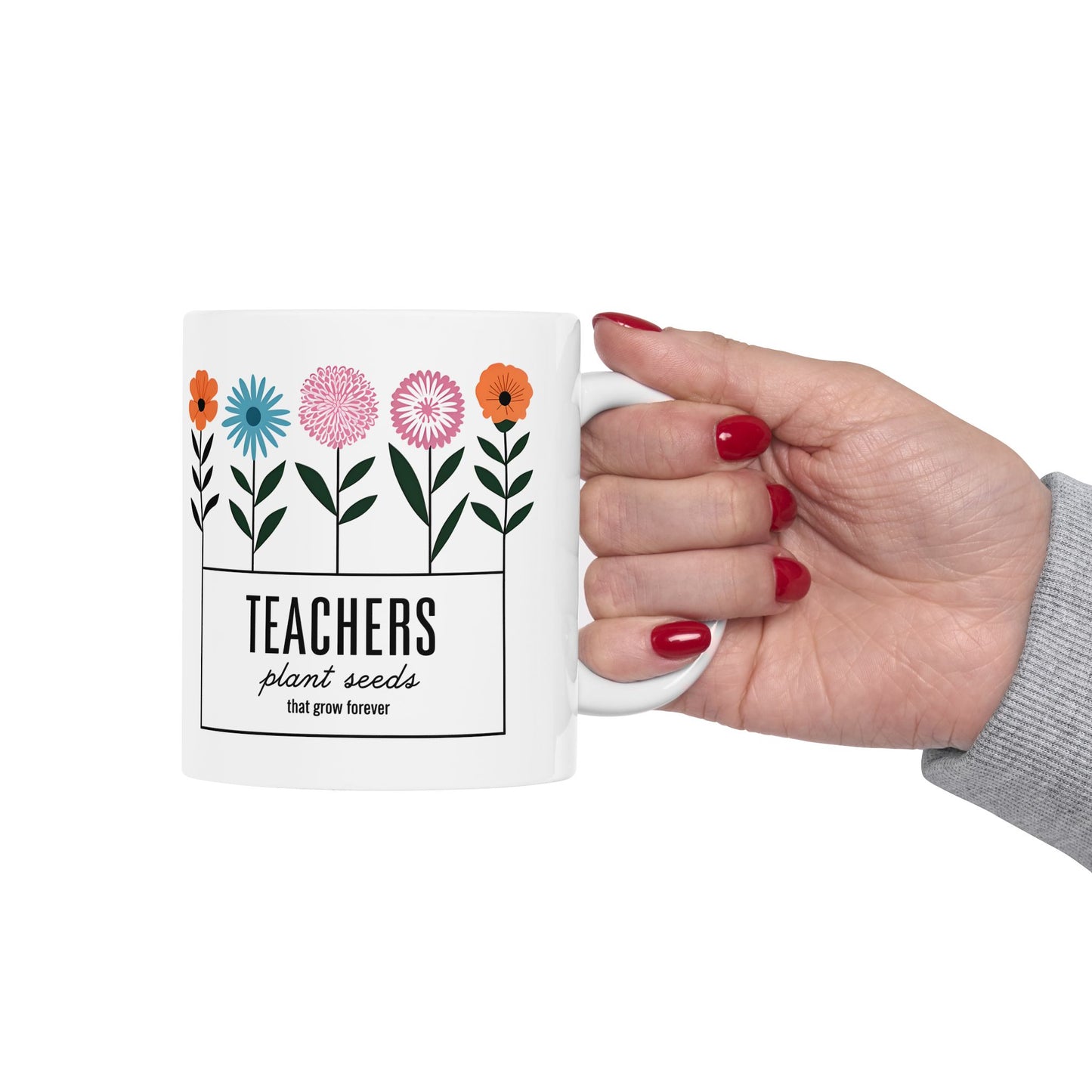 Floral Teacher Ceramic Mug - Perfect Coffee Gift for Educators - 11oz & 15oz