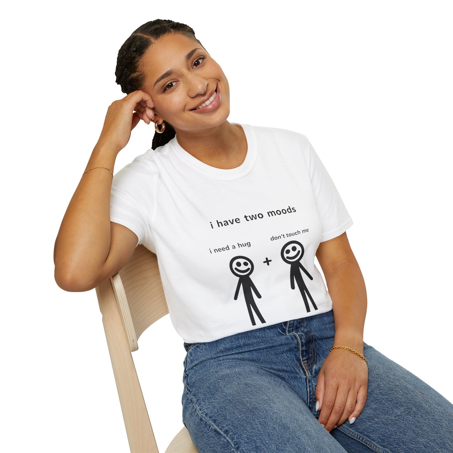 Funny Mood Graphic T-Shirt - "I Have Two Moods: I Need A Hug + Don’t Touch Me"