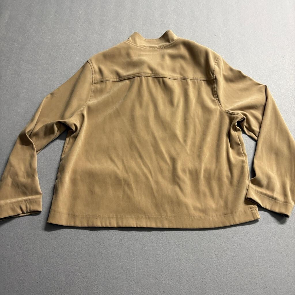 Laura Scott Jacket Womens XL Beige Tan Faux Suede Full Zip Mock Neck Casual