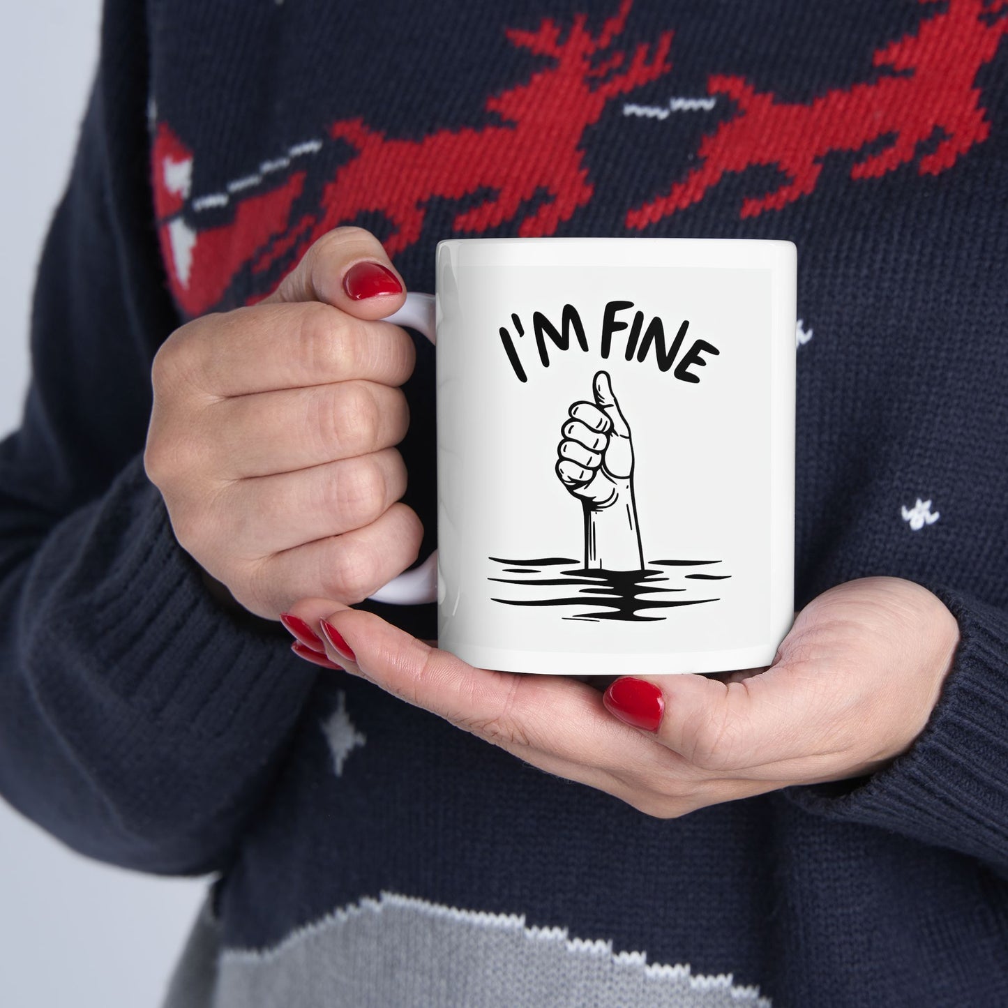 I'm Fine Check Back In 10 Minutes Ceramic Mug, (11oz) Printify