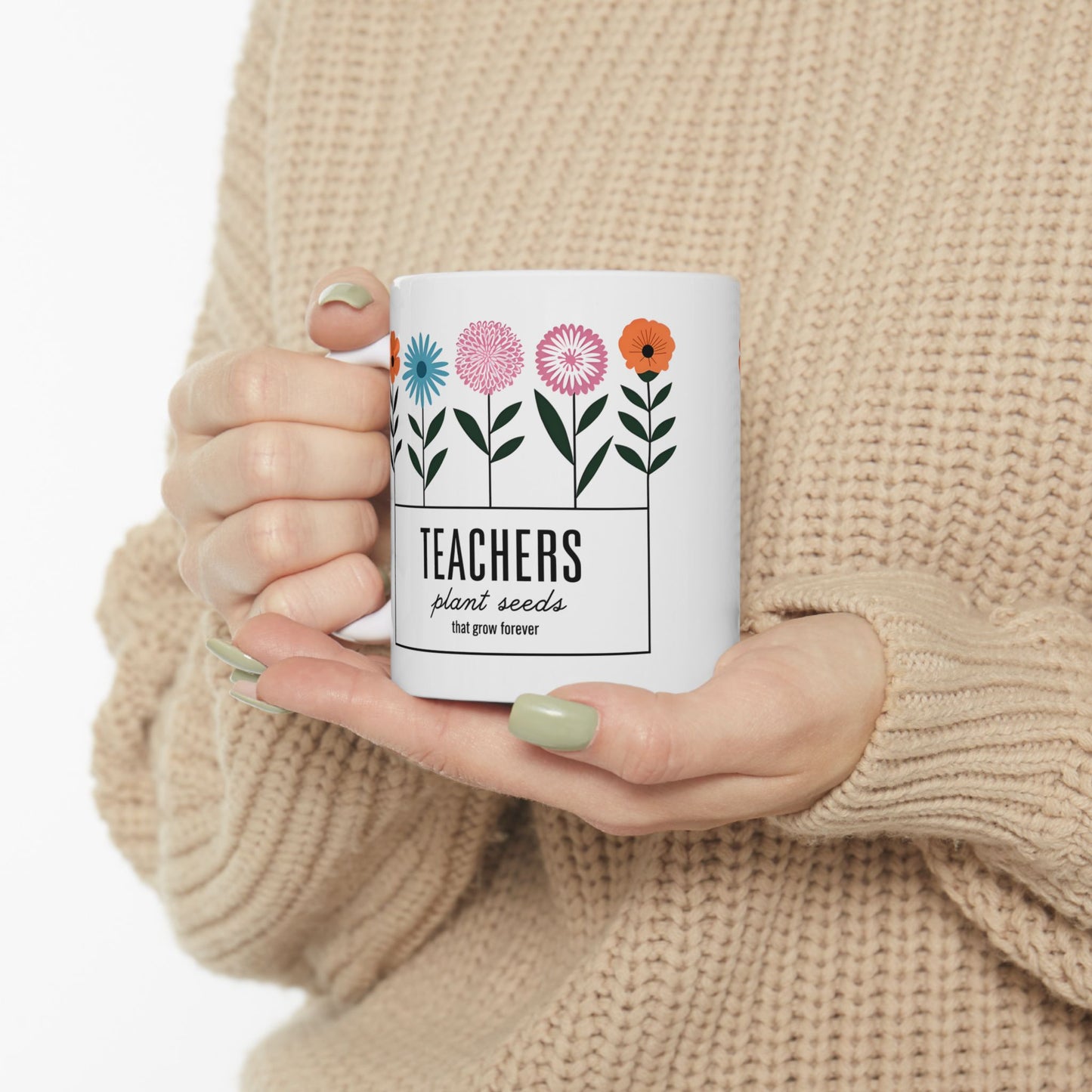 Floral Teacher Ceramic Mug - Perfect Coffee Gift for Educators - 11oz & 15oz