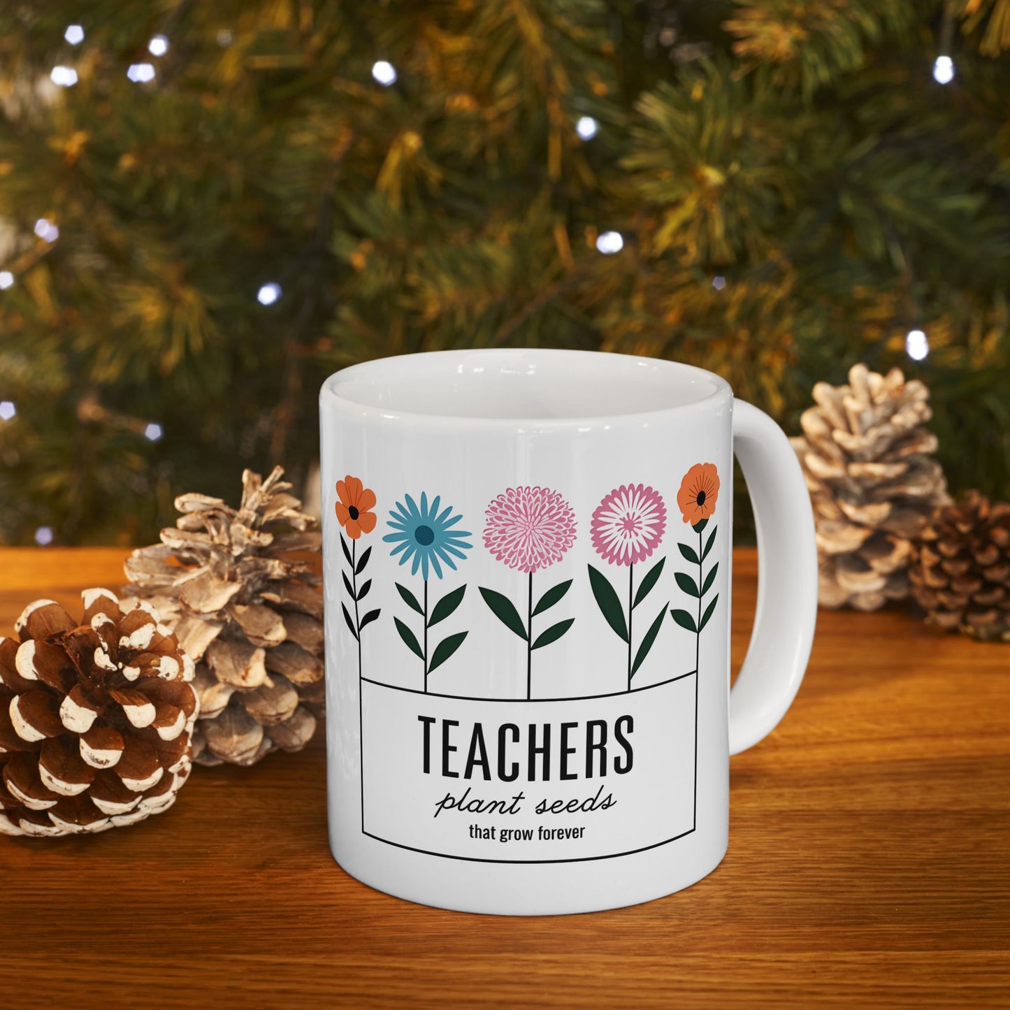 Floral Teacher Ceramic Mug - Perfect Coffee Gift for Educators - 11oz & 15oz