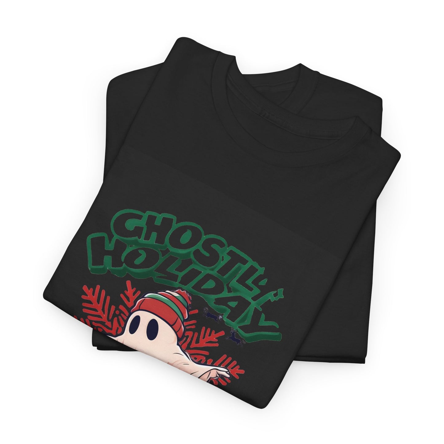 Unisex Heavy Cotton Tee Ghostly Holiday Skateboard Printify