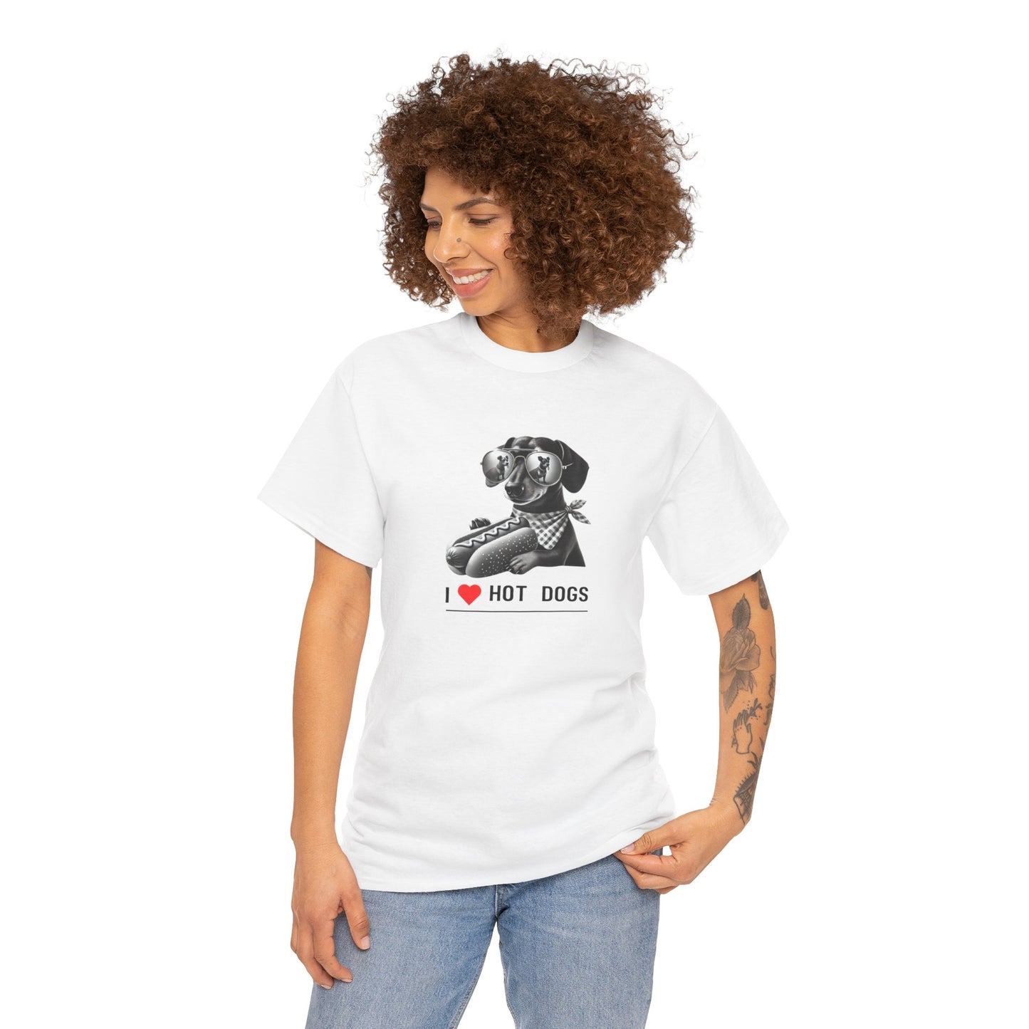 I Love Hotdogs Hot Dogs Unisex Heavy Cotton Tee
