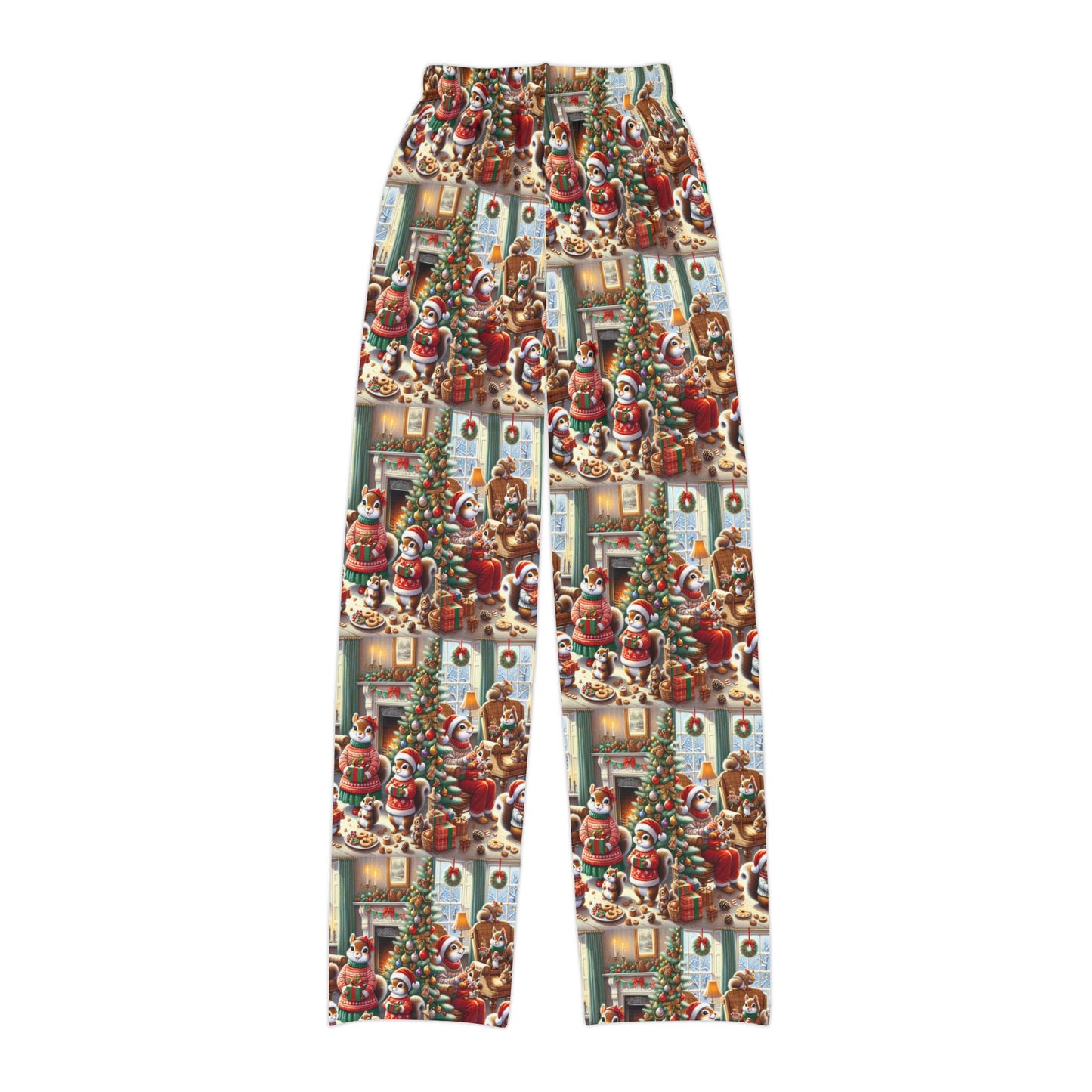 Squirrell Family Christmas Holiday Kids Pajama Pants (AOP) Printify