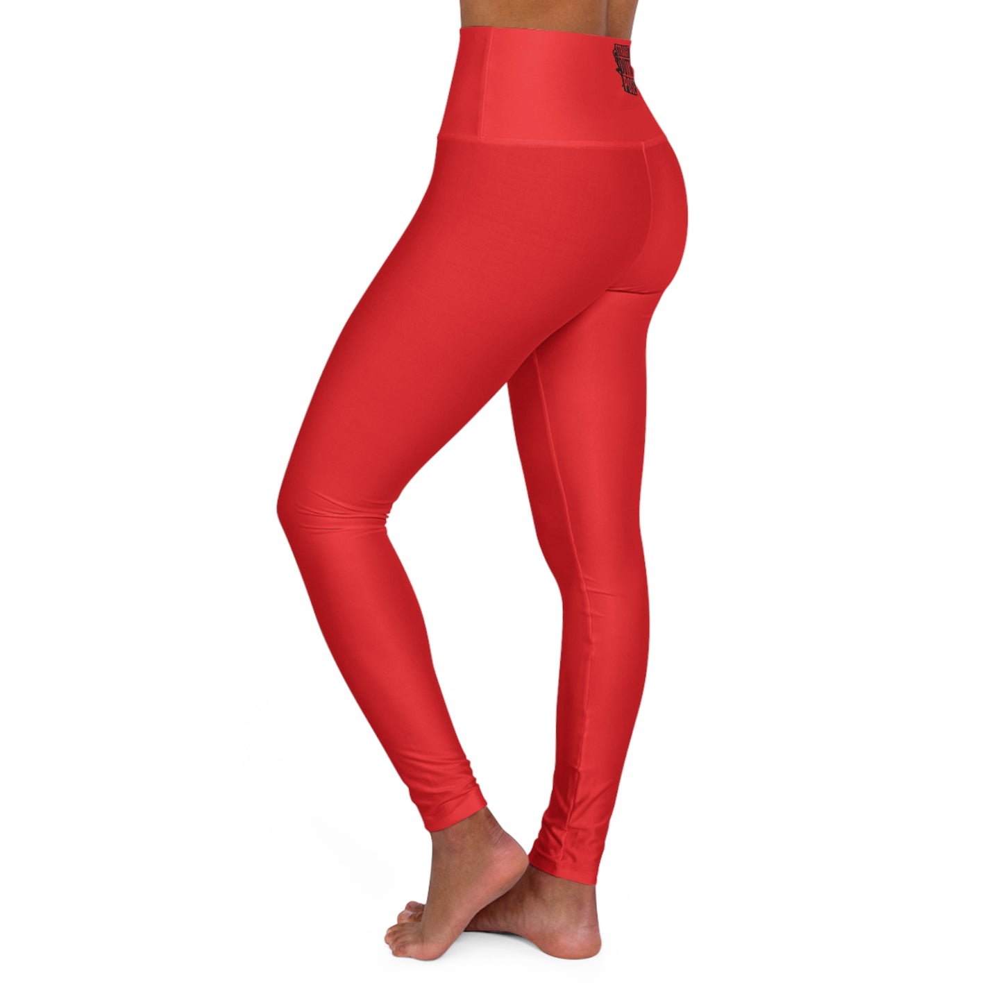 Straight Outta Pose Red High Waisted Yoga Leggings (AOP)
