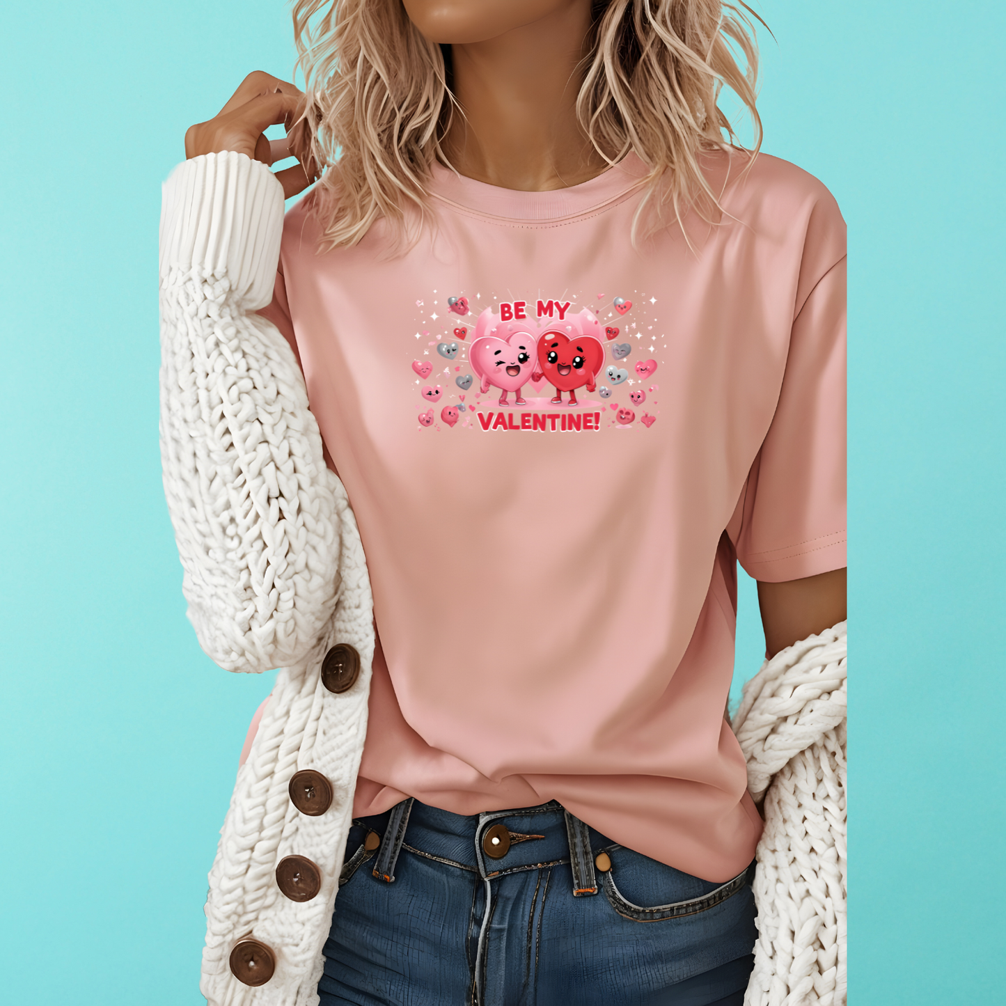 Valentines Day Candy Hearts T-Shirt Cotton Shirt