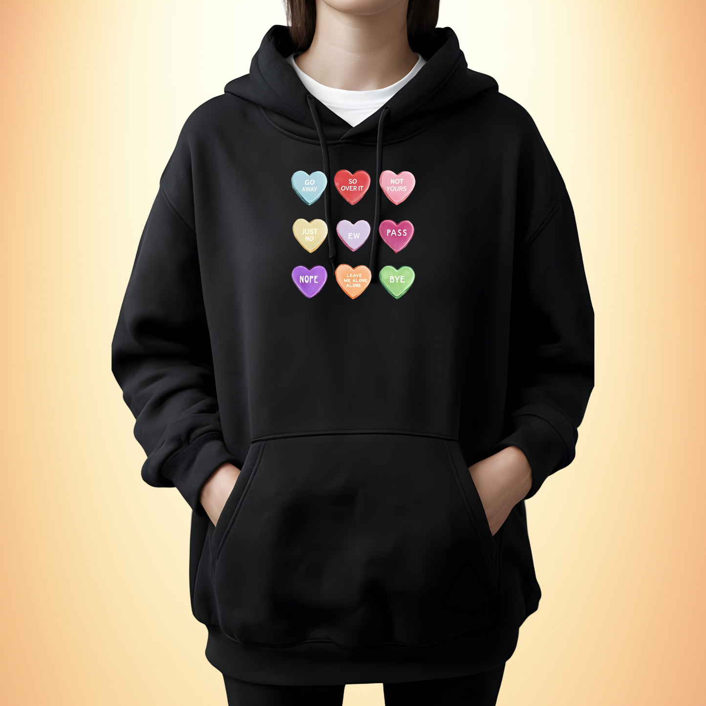 Candy Heart Valentines Day Hoodie Hooded Sweatshirt