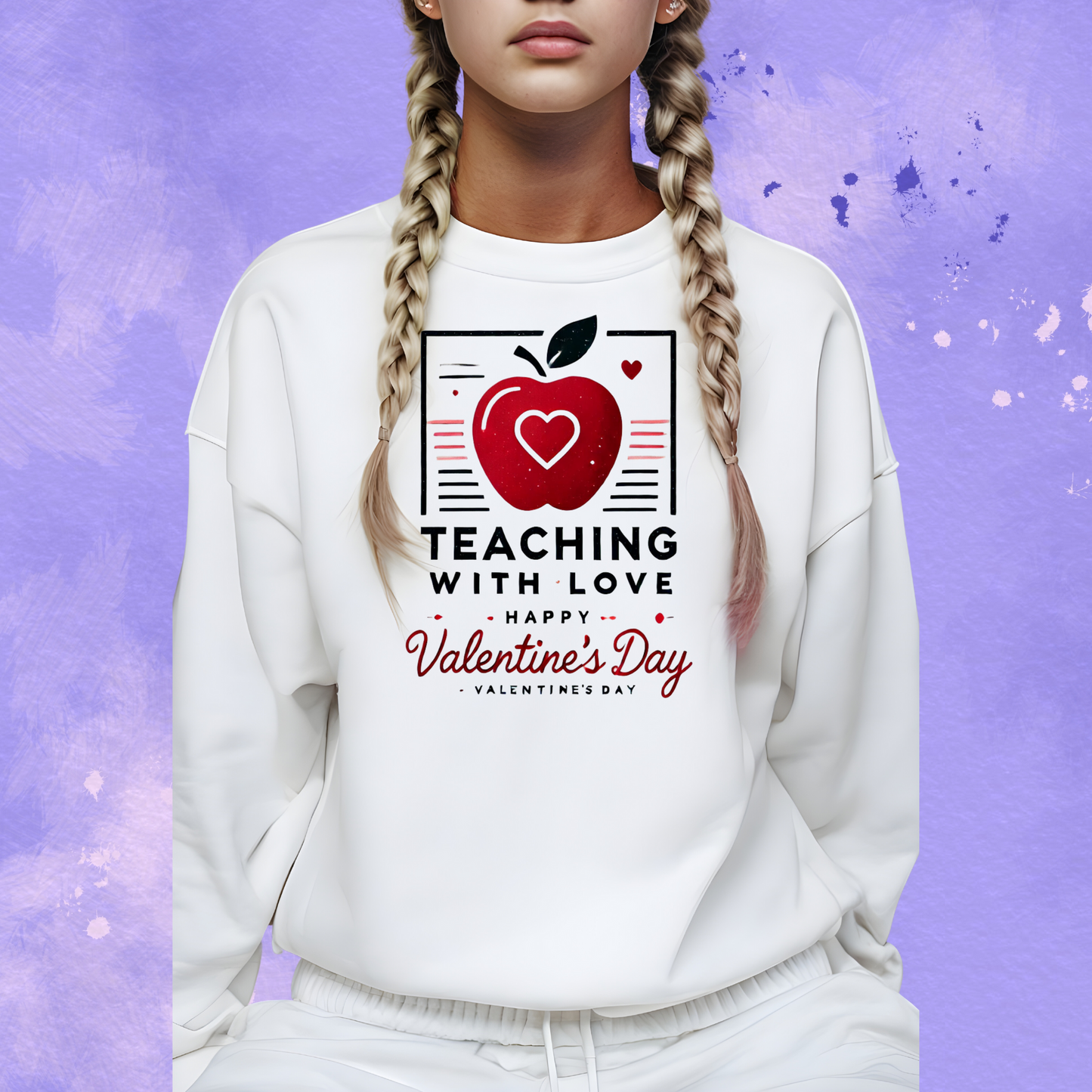 Teacher with Love Valentines Day Sweatshirt