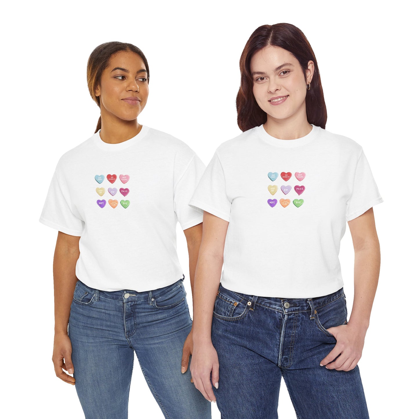 Candy Hearts Valentine Day Cotton T-Shirt Teet