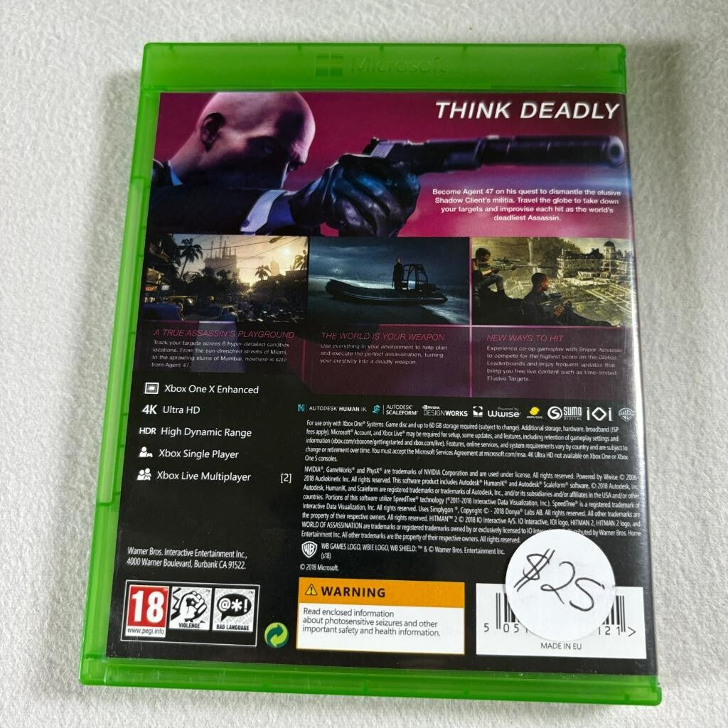 Hitman 2 Xbox One PAL Version Action Stealth Game Warner Bros