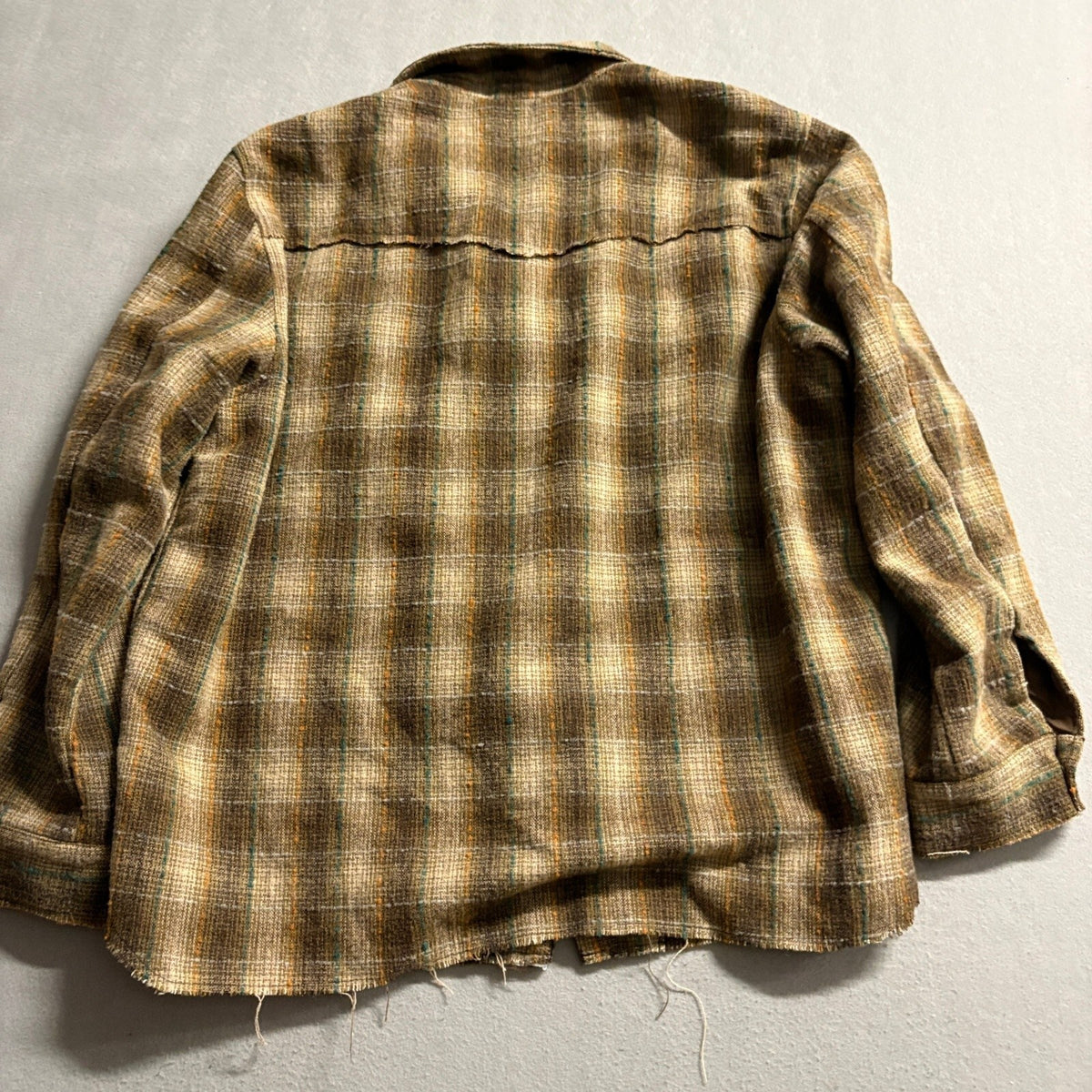 NovaMen Plaid Zip Up Shirt Jacket Mens XXL Brown Raw Hem Shacket
