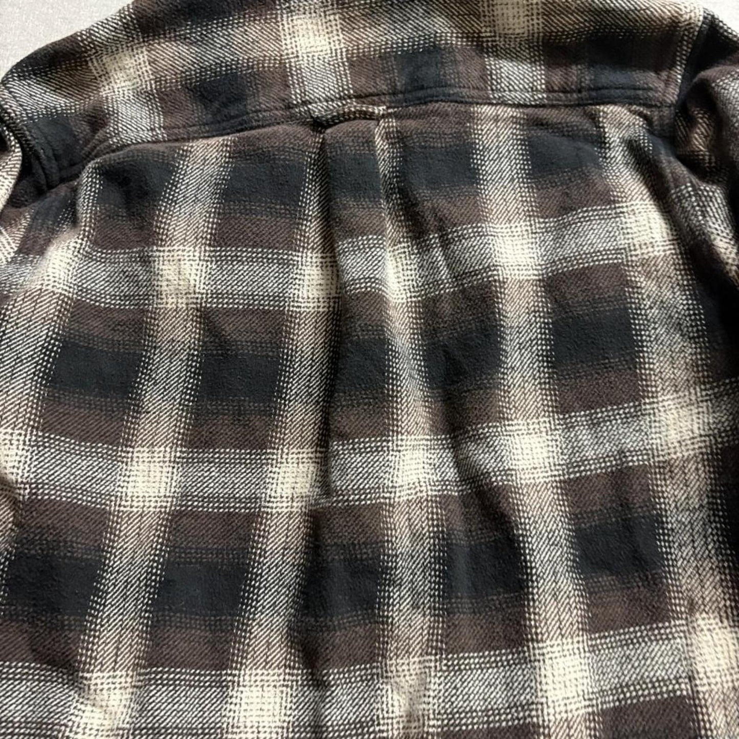 Orvis Flannel Shirt Mens Medium Brown Black Plaid Heavyweight Cotton Button Up