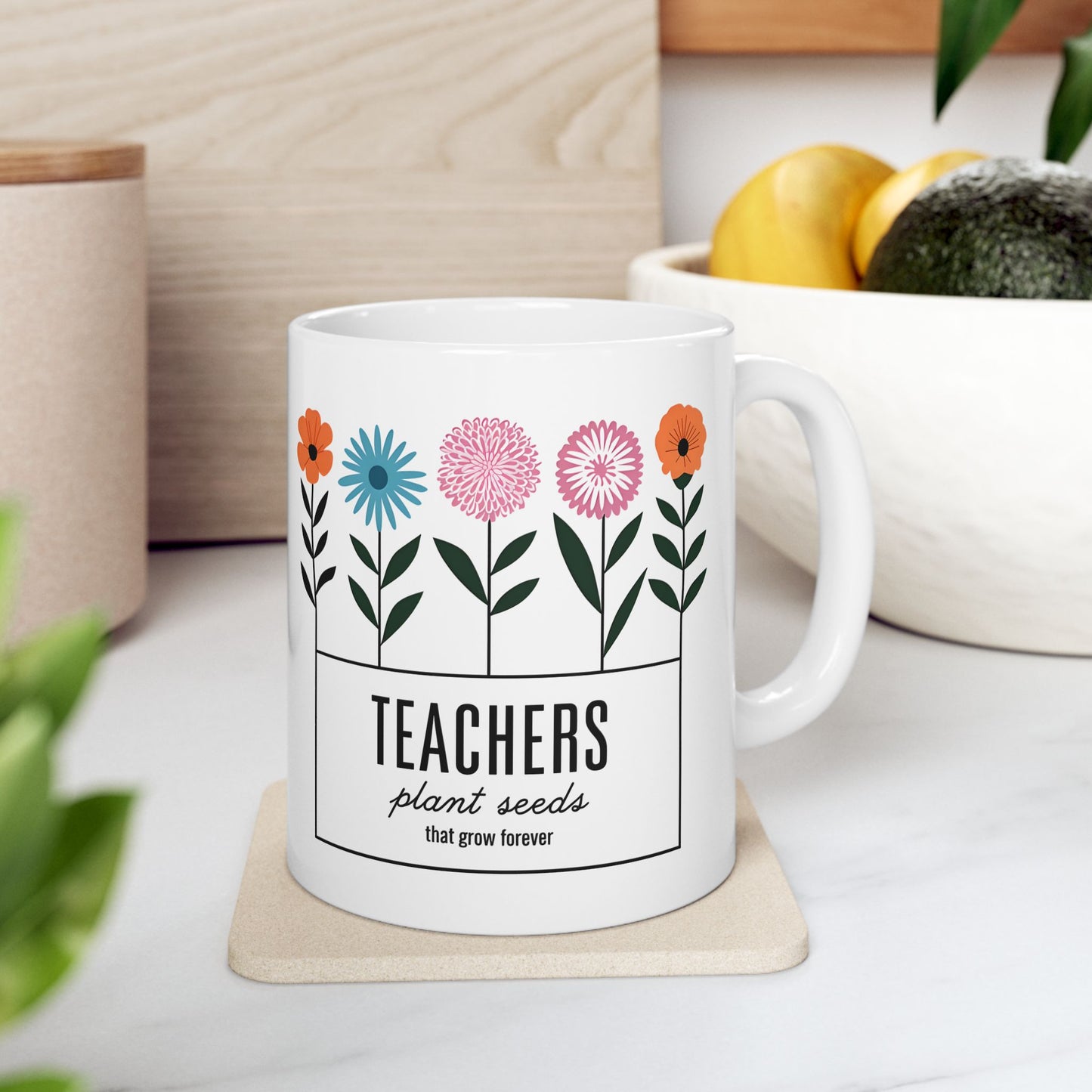 Floral Teacher Ceramic Mug - Perfect Coffee Gift for Educators - 11oz & 15oz