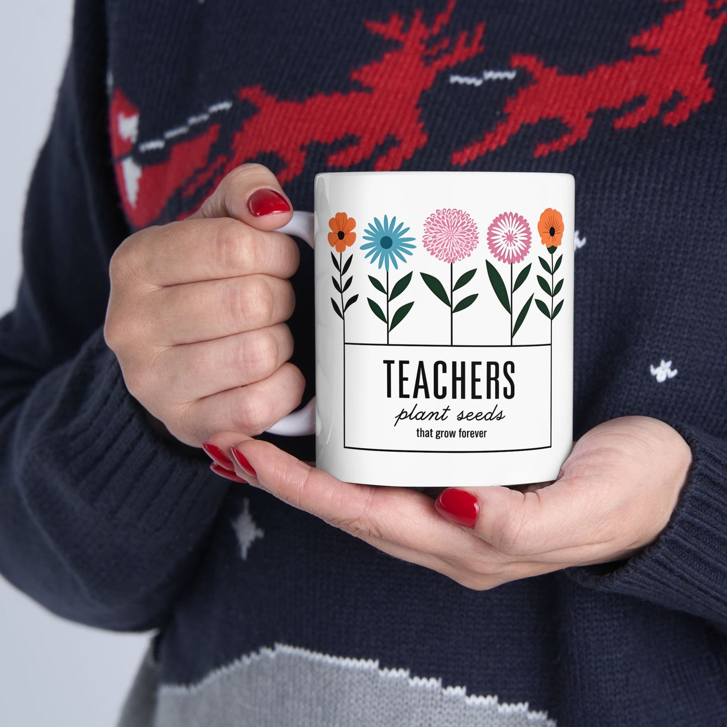 Floral Teacher Ceramic Mug - Perfect Coffee Gift for Educators - 11oz & 15oz
