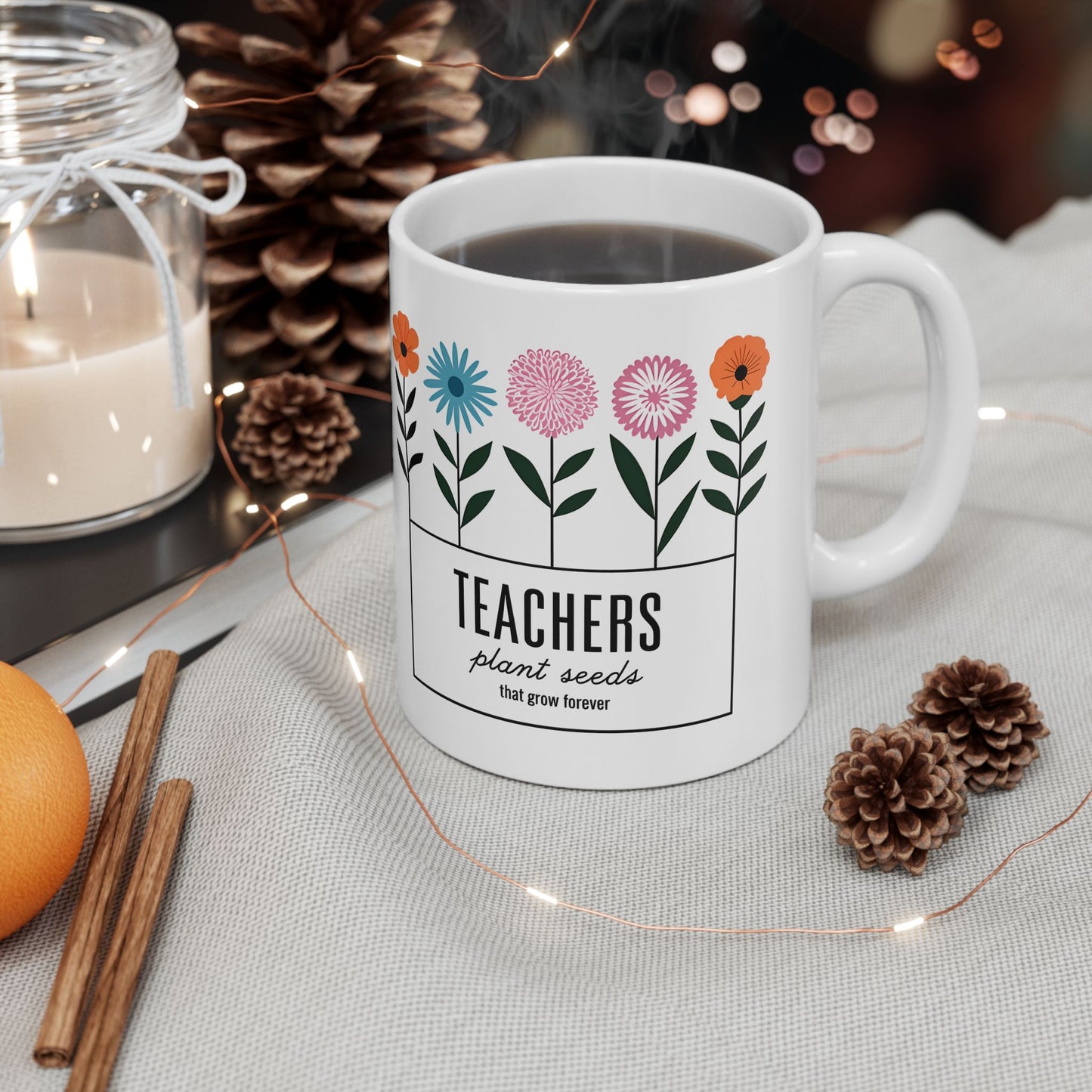 Floral Teacher Ceramic Mug - Perfect Coffee Gift for Educators - 11oz & 15oz