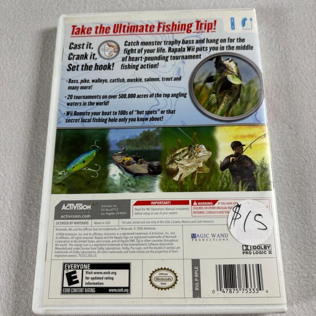 Rapala Tournament Fishing Nintendo Wii Complete CIB Tested