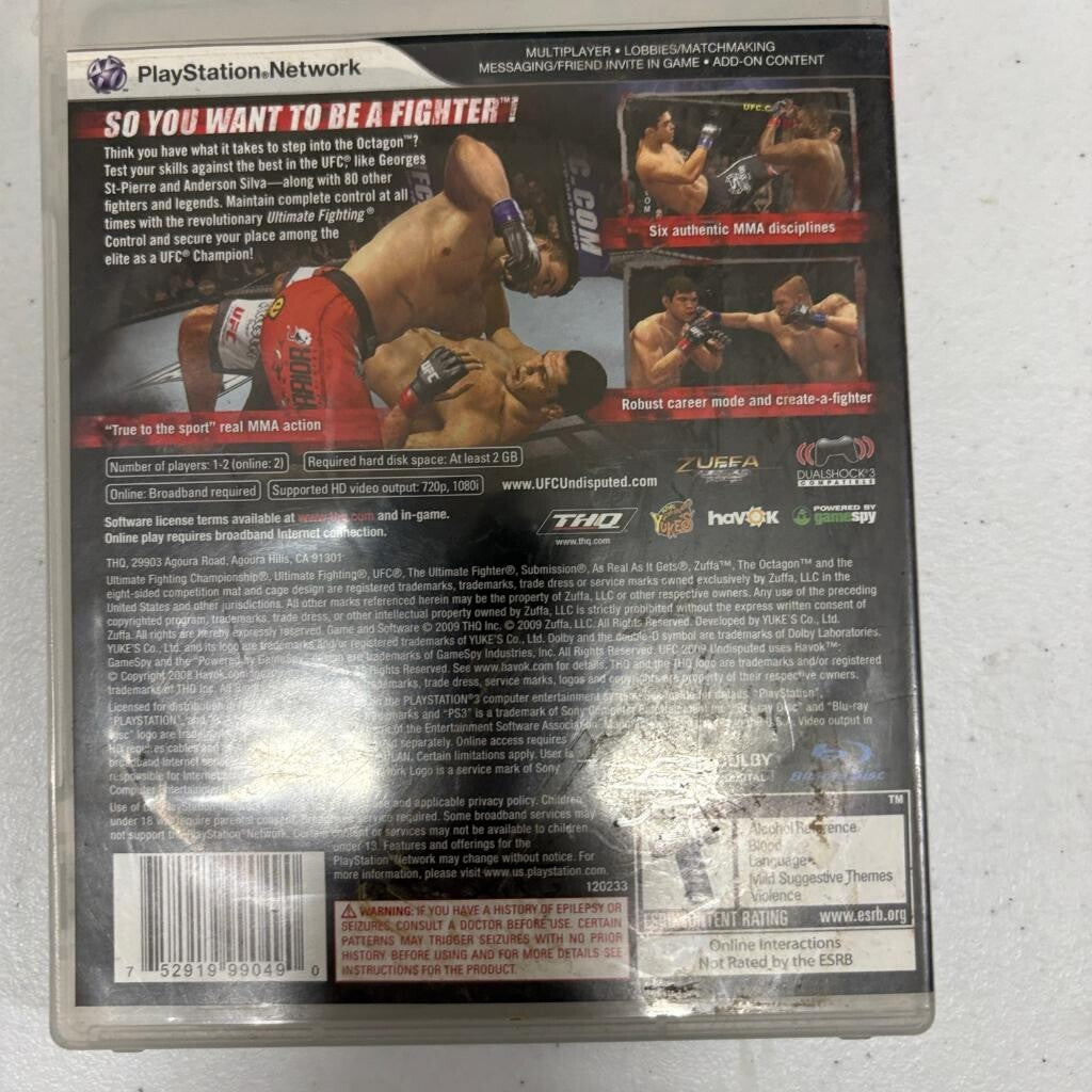 UFC 2009 Undisputed Sony PlayStation 3 PS3 Complete CIB Tested