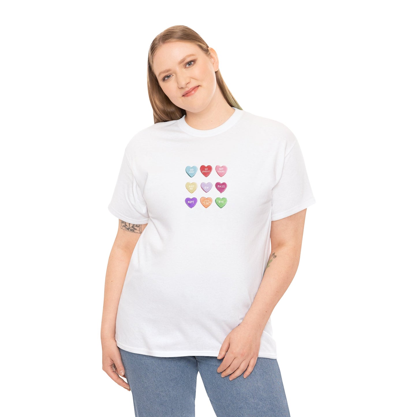 Candy Hearts Valentine Day Cotton T-Shirt Teet