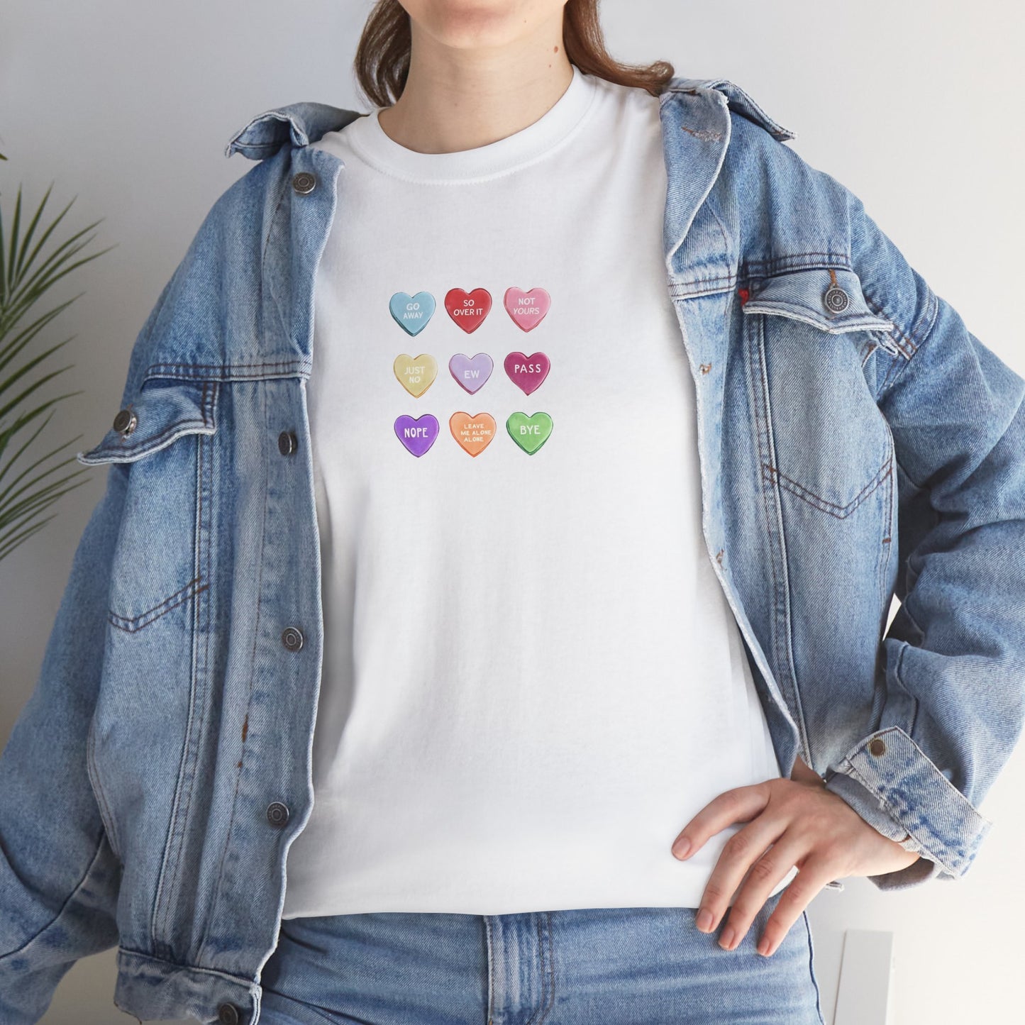 Candy Hearts Valentine Day Cotton T-Shirt Teet