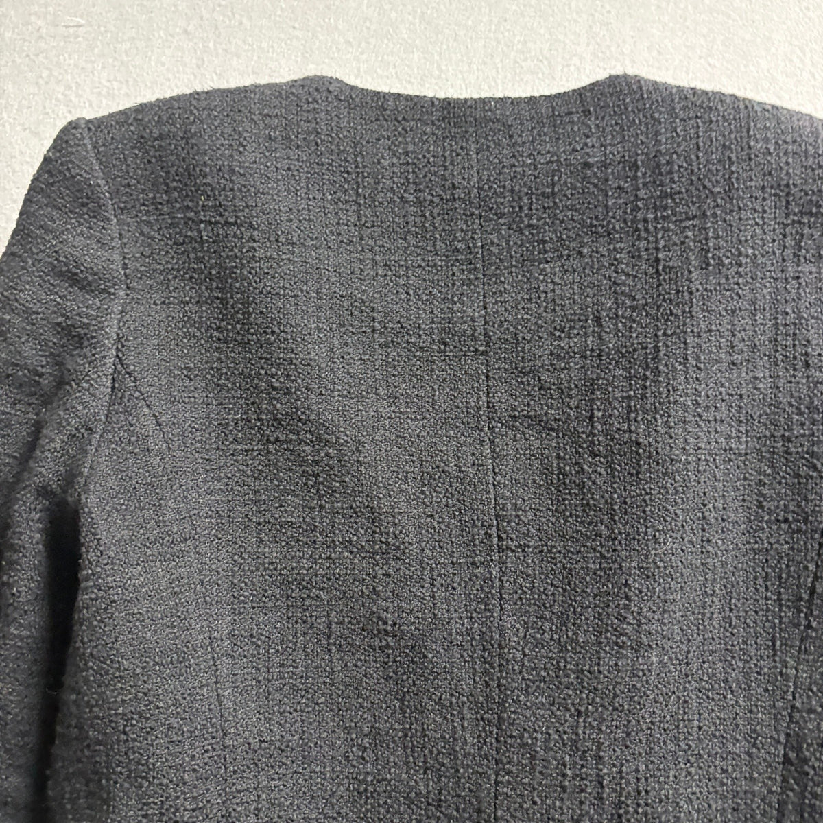 Karl Lagerfeld Paris Tweed Jacket Womens 4 Black Full Zip Cotton Blend Blazer