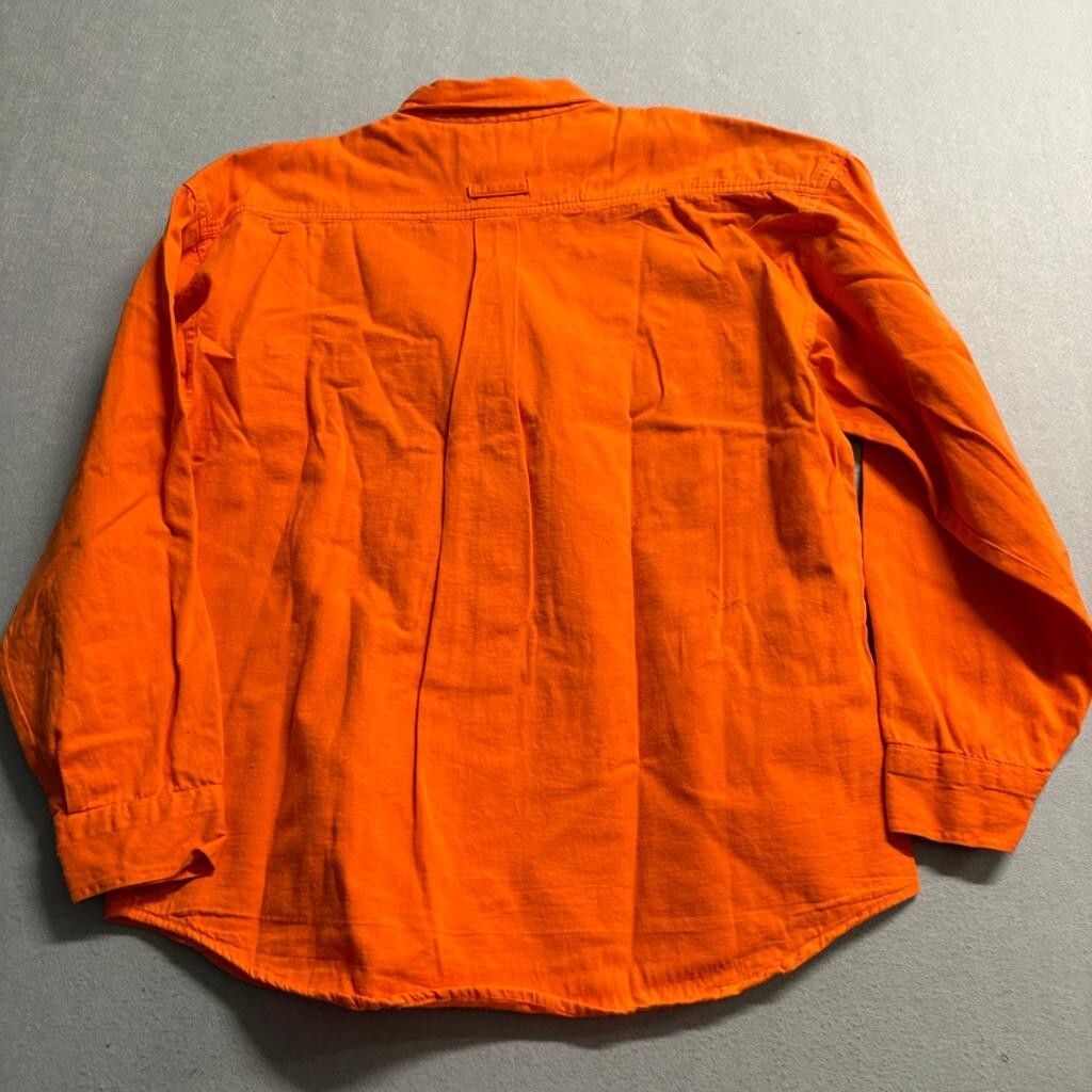 Up Time Fashion Mens Large Orange Cotton Denim Button Down Shirt Long Sleeve NWT