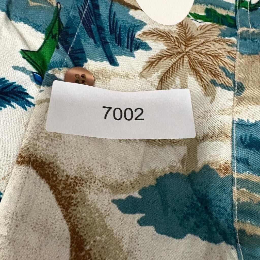 Sunset Highway Hawaiian Shirt Mens XL Blue Rayon Sailboat Palm Tree Beach NWT