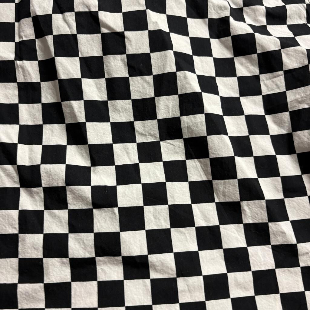 Rude Checkerboard Short Sleeve Button Up Shirt Mens XL Black White Ska Punk Emo