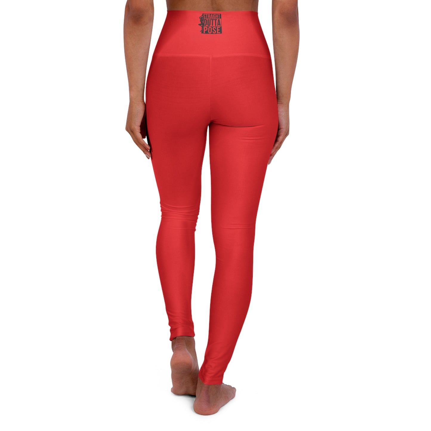 Straight Outta Pose Red High Waisted Yoga Leggings (AOP)