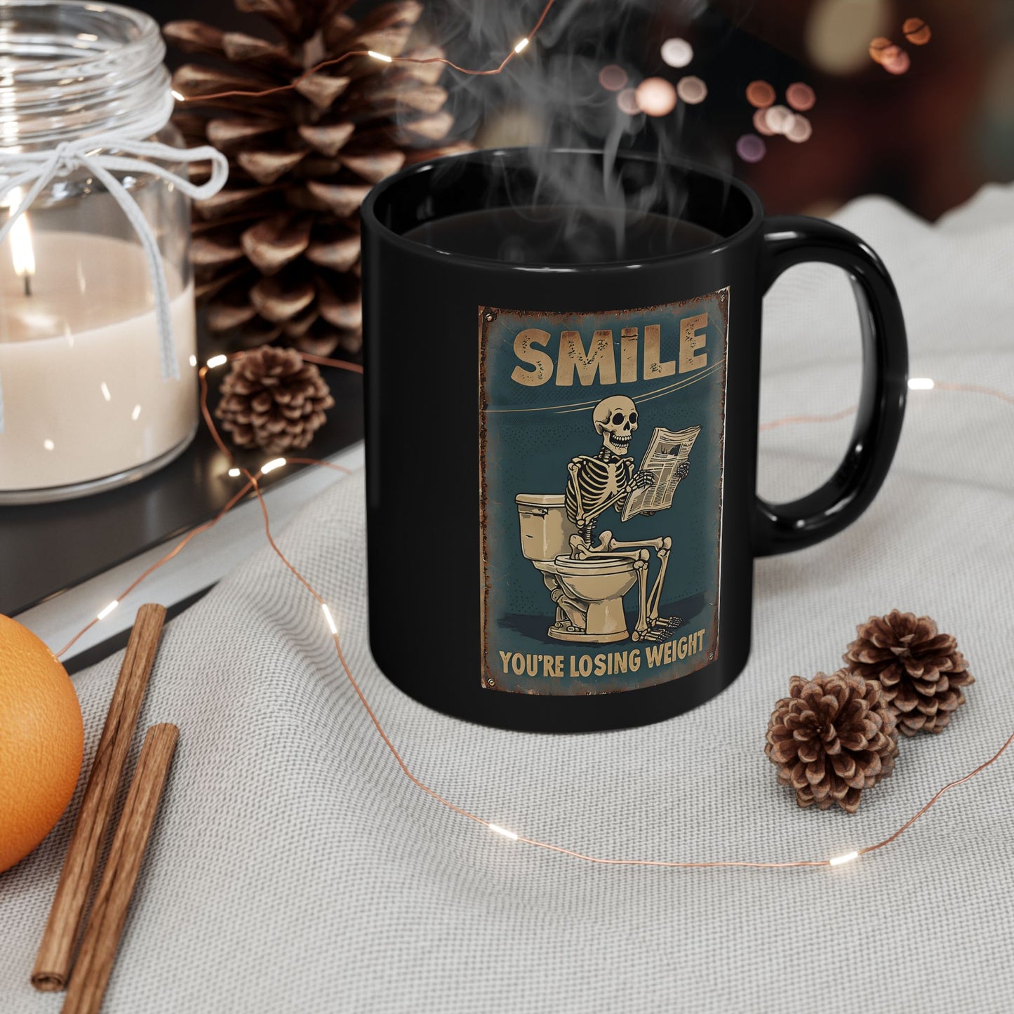 Smile Your Losing Weight Black Mug (11oz, 15oz) Printify