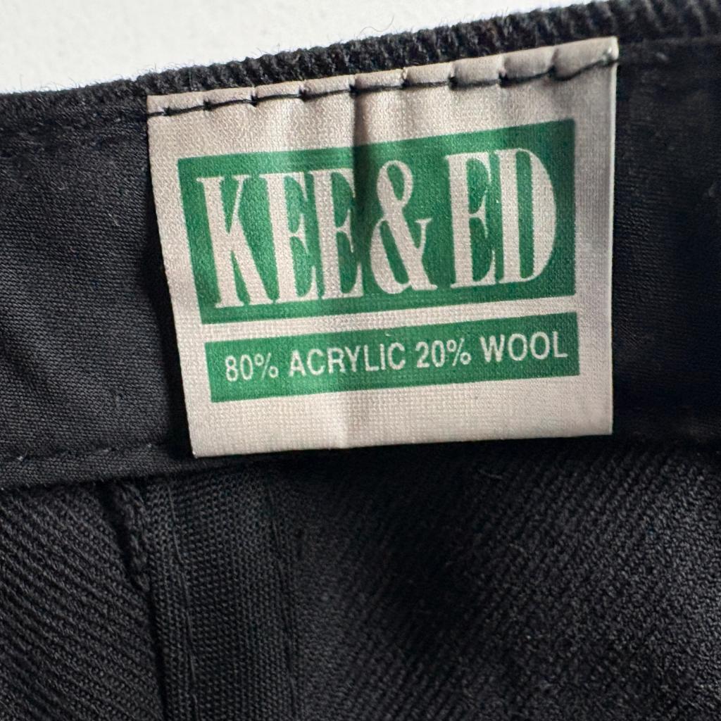 Vintage Kee and Ed Mudflap Girl Swoosh Snapback Hat Mens Black Wool Blend Cap