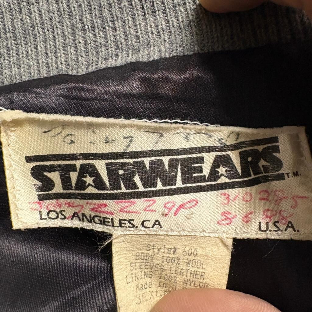 Vintage Starwears Jackie Thomas Show Varsity Jacket Mens XL Gray Wool Yellow