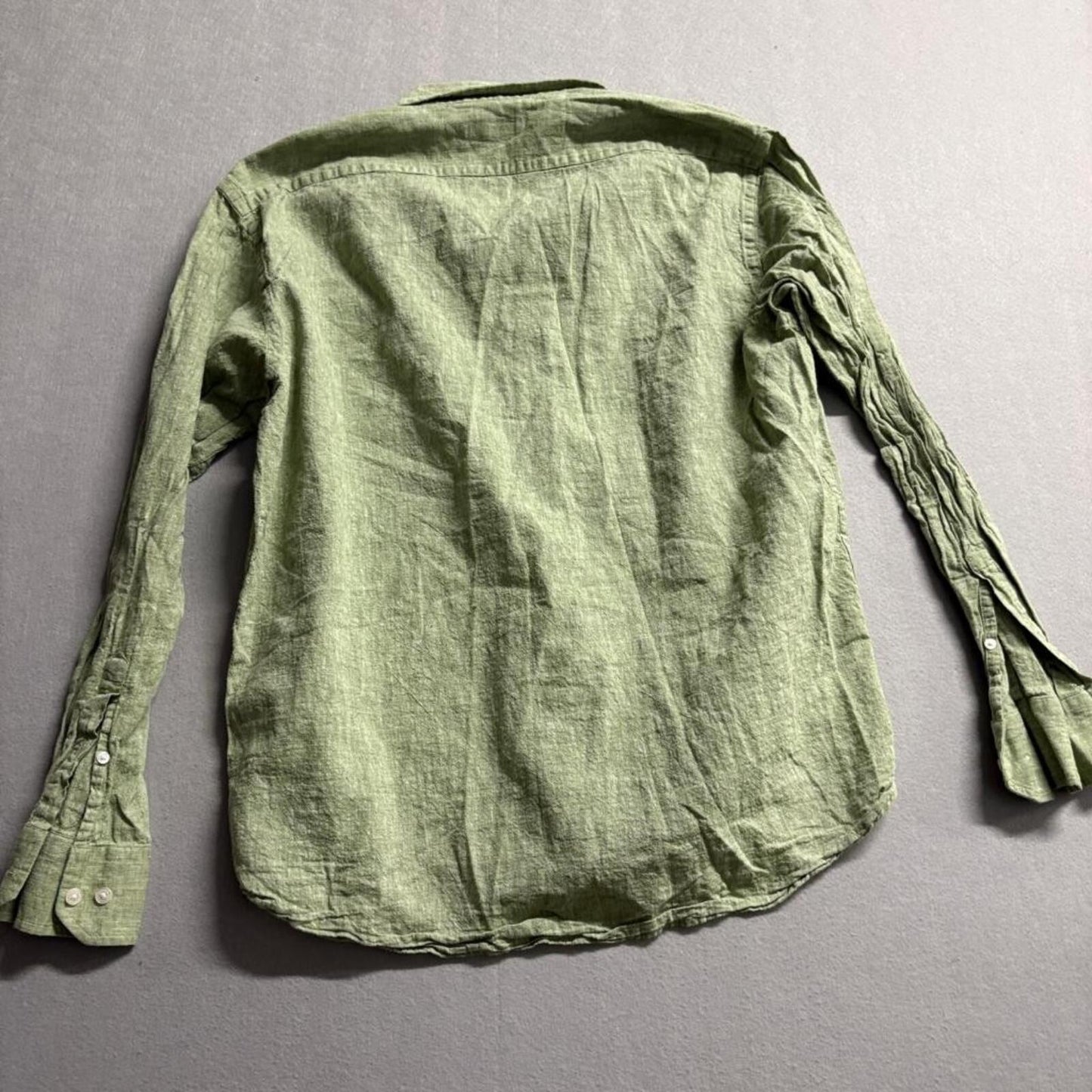 Linea Rossa Signature Linen Cotton Shirt Mens XL Green Long Sleeve Button Up
