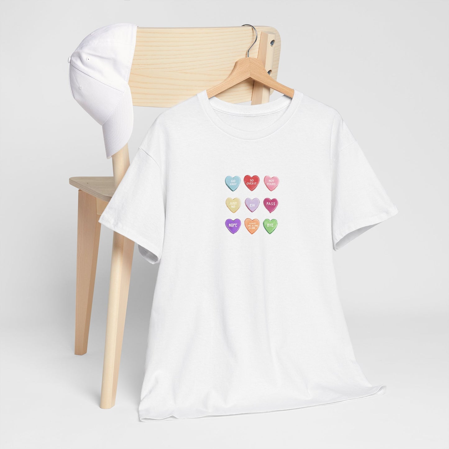 Candy Hearts Valentine Day Cotton T-Shirt Teet