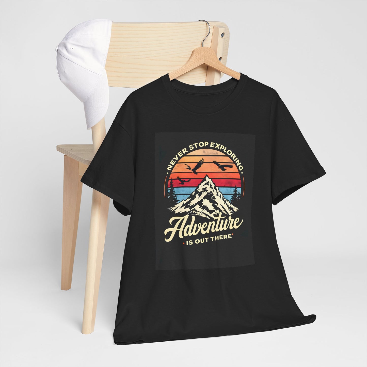Unisex Heavy Cotton Tee Adventure Is Out There Black Different Sizes Printify