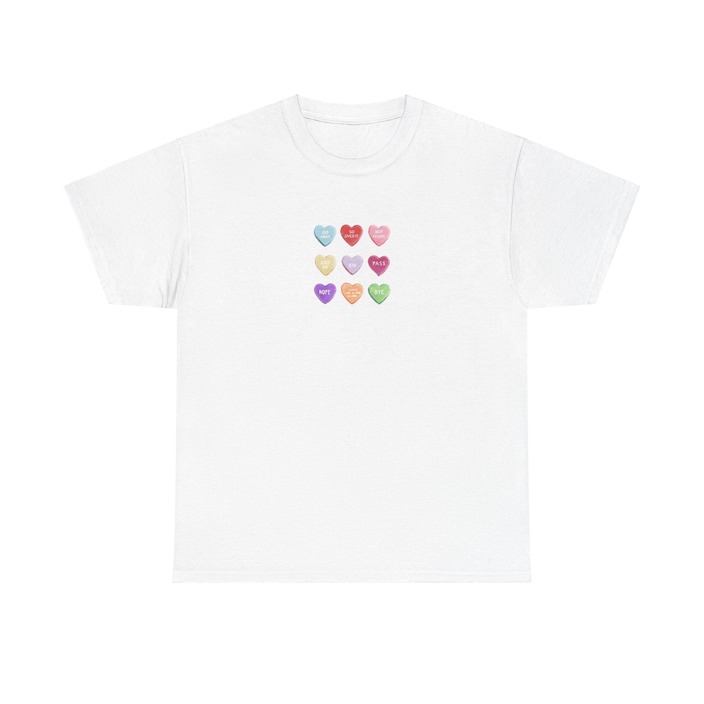 Candy Hearts Valentine Day Cotton T-Shirt Teet