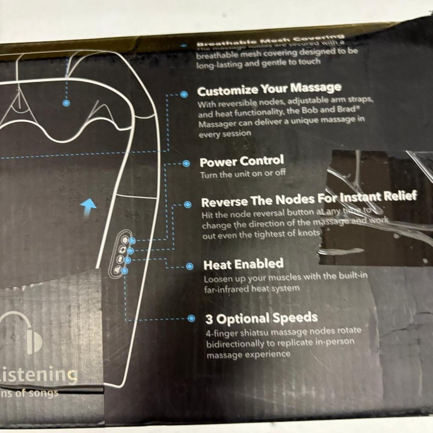 Bob and Brad Neck and Back Massager Shiatsu Heat Tension Relief Grey NIB