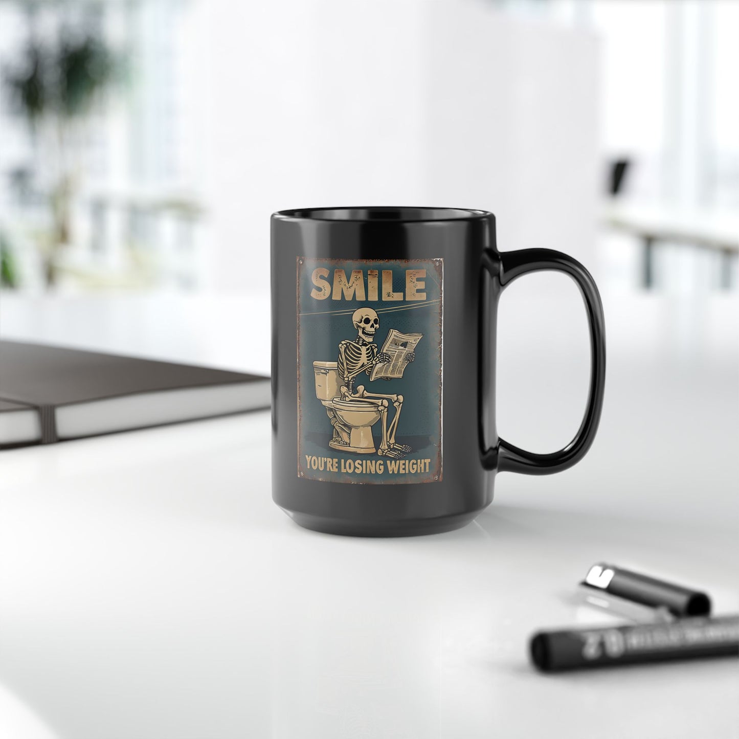 Smile Your Losing Weight Black Mug (11oz, 15oz) Printify