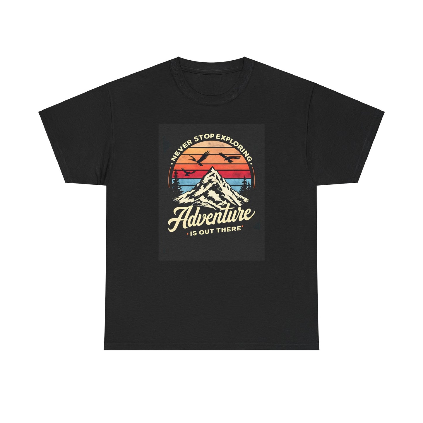 Unisex Heavy Cotton Tee Adventure Is Out There Black Different Sizes Printify