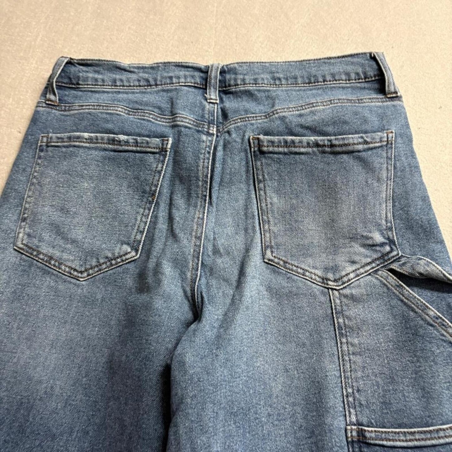 RSQ Carpenter Jeans Womens Size 30 Blue Denim Wide Leg High Rise Utility Pants