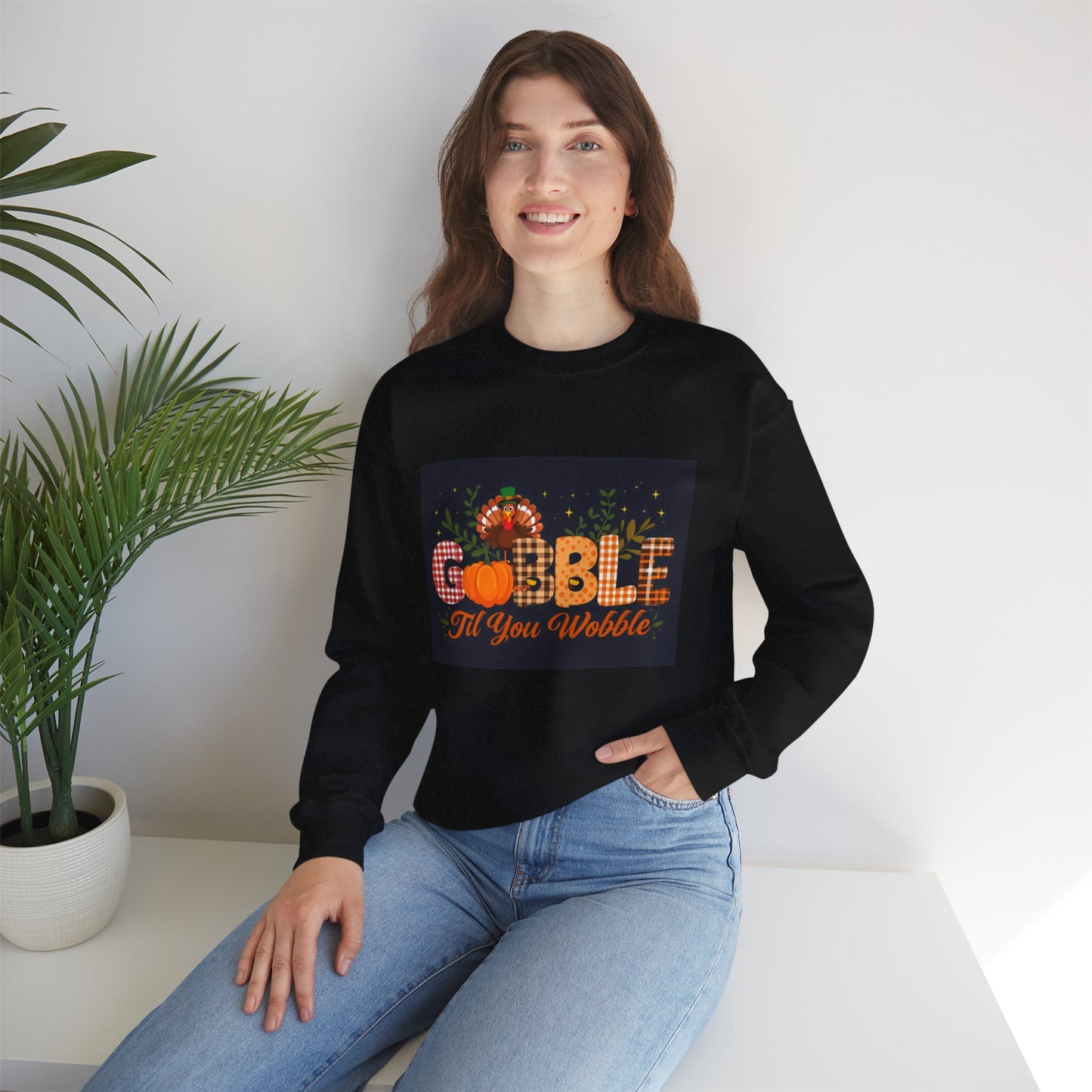 Gobble Till You Wobble Unisex Heavy Blend Crewneck Sweatshirt Printify