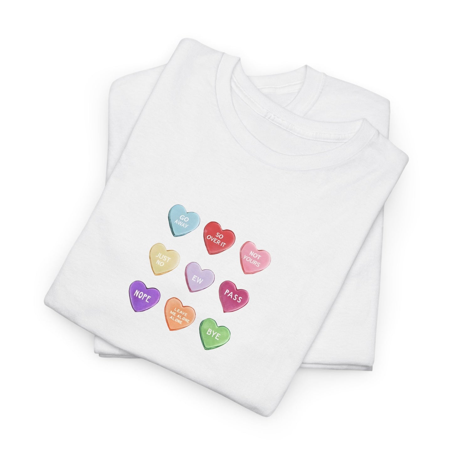 Candy Hearts Valentine Day Cotton T-Shirt Teet