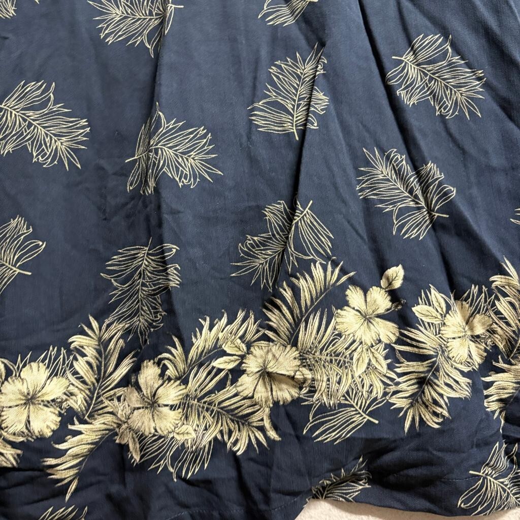 Caribbean Silk Blend Hawaiian Shirt Mens 3X Navy Blue Floral Tropical Camp